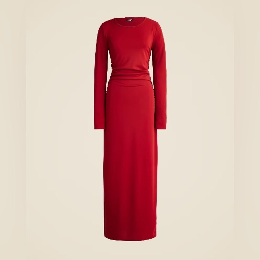 J. Crew Women’s Long-sleeve Dress in Jersey Crepe Size S NWT Red #CF784